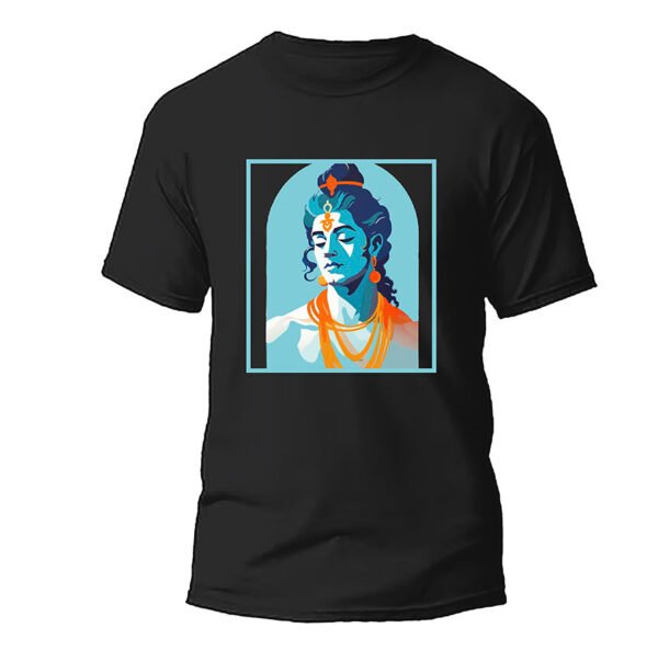 Ram - Peace Blue | Pure Black Bio-Washed Cotton Regular T-Shirt