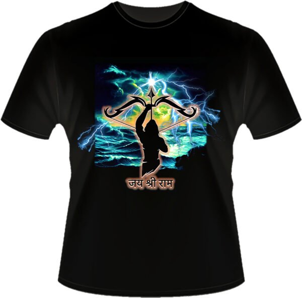 Ram vs The Ocean | Pure Cotton Bio-washed Black Regular T-shirt
