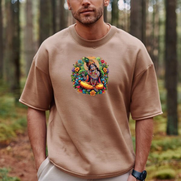 Krishna - Krishna's Melody | Oversized Premium Bio-washed Cotton Drop Shoulder French Terry | Front Print