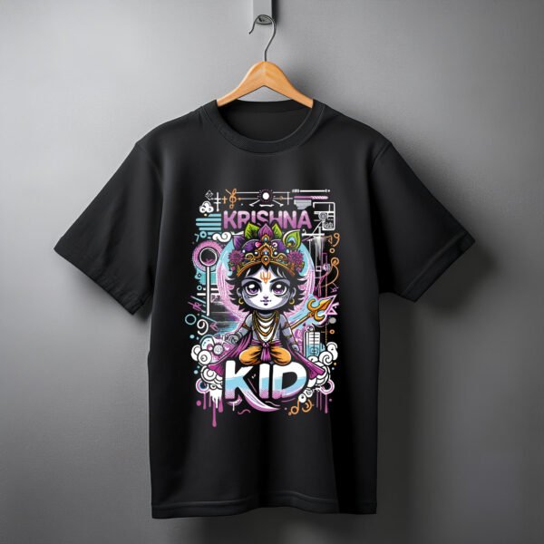 Krishna - Krishna Kid | Premium Bio-Washed Cotton Oversized Drop Shoulder French Terry | Front Print | Anime Inspired