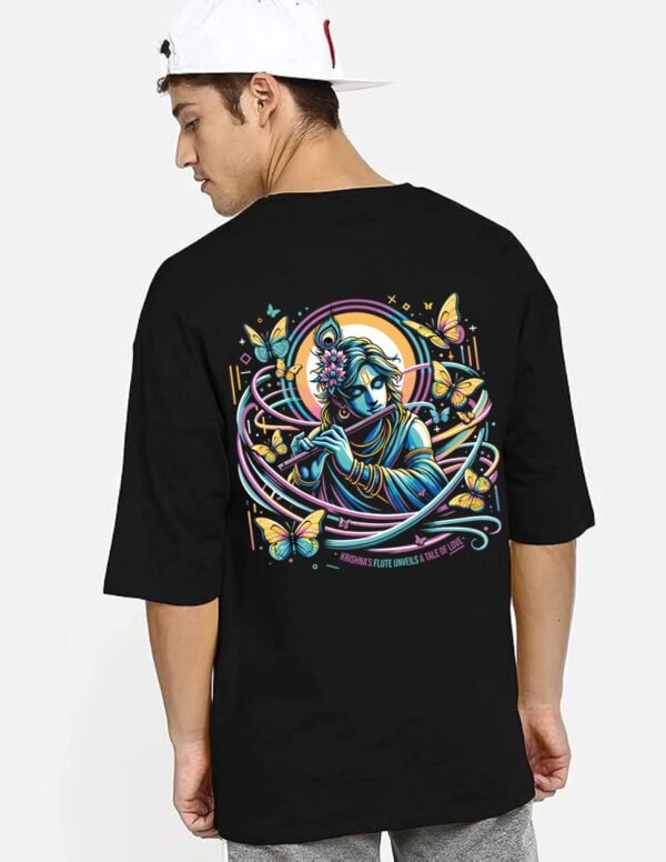 Krishna - Celestial Flute | Oversized Premium Bio-Washed Cotton Drop Shoulder French Terry | Anime Inspired